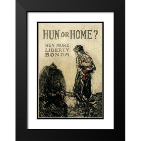 WWI: Hun or Home? Black Modern Wood Framed Art Print with Double Matting by Unknown