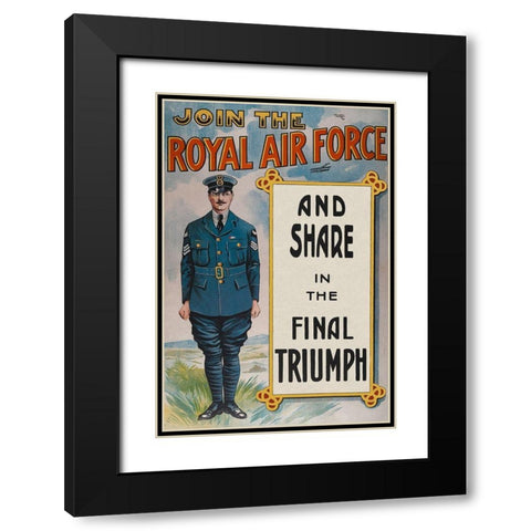 WWI: Join the Royal Air Force Black Modern Wood Framed Art Print with Double Matting by Unknown