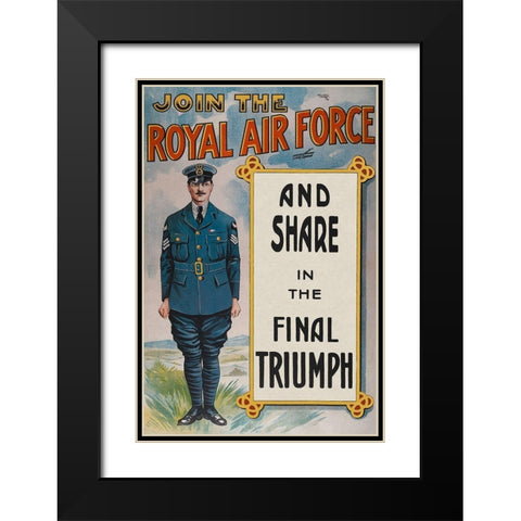 WWI: Join the Royal Air Force Black Modern Wood Framed Art Print with Double Matting by Unknown