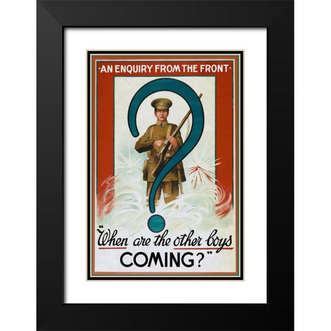 WWI: Enquiry from the Front Black Modern Wood Framed Art Print with Double Matting by Unknown