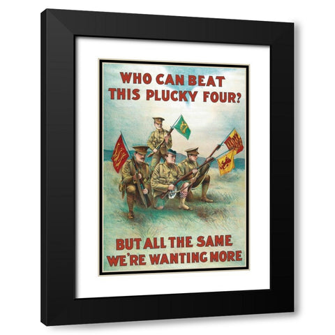 WWI: Plucky Four Black Modern Wood Framed Art Print with Double Matting by Unknown