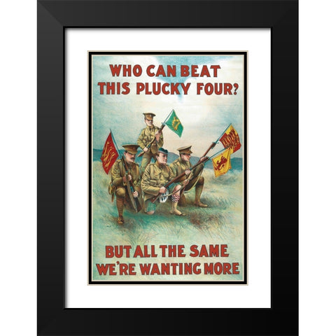 WWI: Plucky Four Black Modern Wood Framed Art Print with Double Matting by Unknown