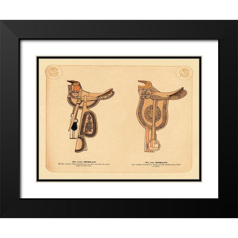 Saddles and Tack: Morgan Saddles #1 Black Modern Wood Framed Art Print with Double Matting by Unknown