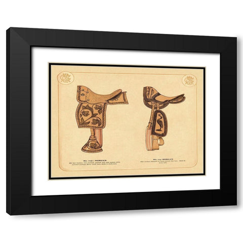 Saddles and Tack: Morgan Saddles #2 Black Modern Wood Framed Art Print with Double Matting by Unknown