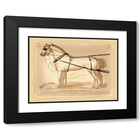 Saddles and Tack: Fine Double Barouche Harness Black Modern Wood Framed Art Print with Double Matting by Unknown