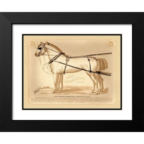 Saddles and Tack: Fine Double Barouche Harness Black Modern Wood Framed Art Print with Double Matting by Unknown