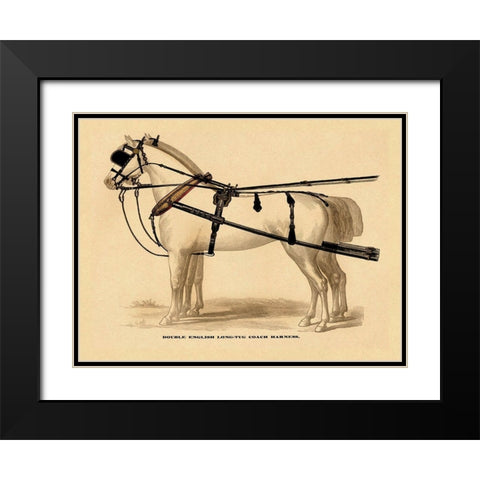 Saddles and Tack: Double English Long-Tug Coach,Sport,Competition,Sports,Play,win,score Harness Black Modern Wood Framed Art Print with Double Matting by Unknown