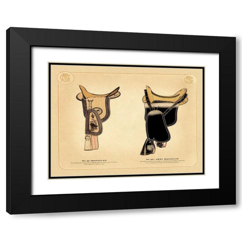 Saddles and Tack: McClellan Saddles #1 Black Modern Wood Framed Art Print with Double Matting by Unknown