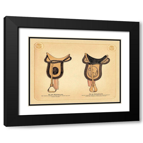 Saddles and Tack: McClellan Saddles #2 Black Modern Wood Framed Art Print with Double Matting by Unknown