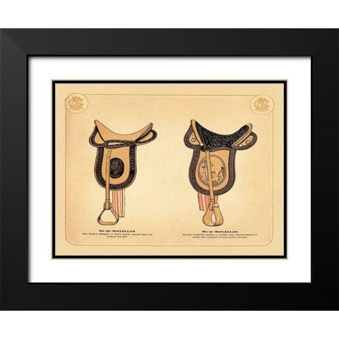 Saddles and Tack: McClellan Saddles #2 Black Modern Wood Framed Art Print with Double Matting by Unknown