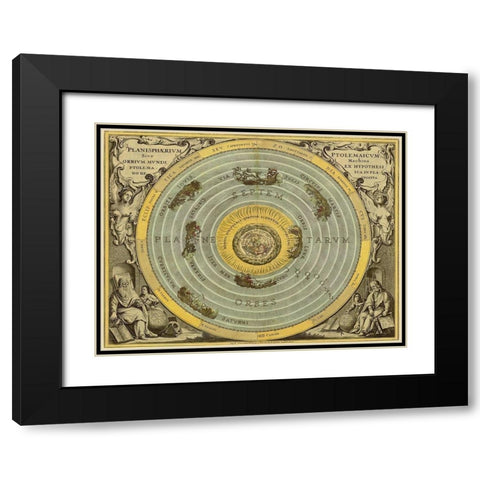 Maps of the Heavens: Planisphaerium Ptolemaicum Black Modern Wood Framed Art Print with Double Matting by Cellarius, Andreas