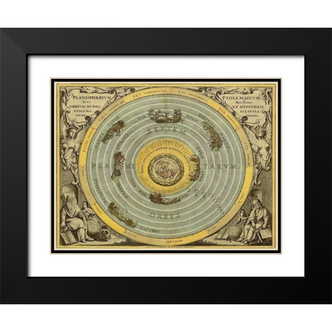 Maps of the Heavens: Planisphaerium Ptolemaicum Black Modern Wood Framed Art Print with Double Matting by Cellarius, Andreas