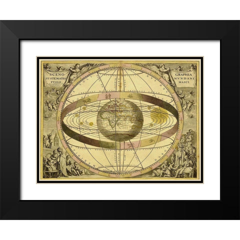 Maps of the Heavens: Sceno Systematis Ptolemaici Black Modern Wood Framed Art Print with Double Matting by Cellarius, Andreas