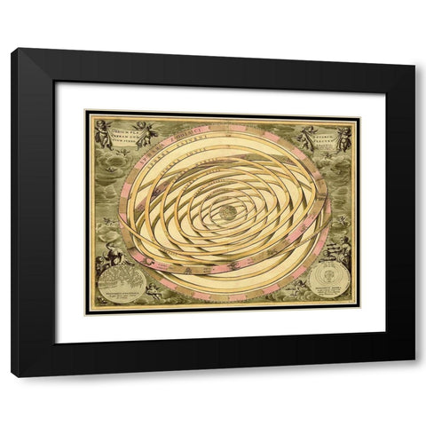Maps of the Heavens: Orbium Planenarum Black Modern Wood Framed Art Print with Double Matting by Cellarius, Andreas