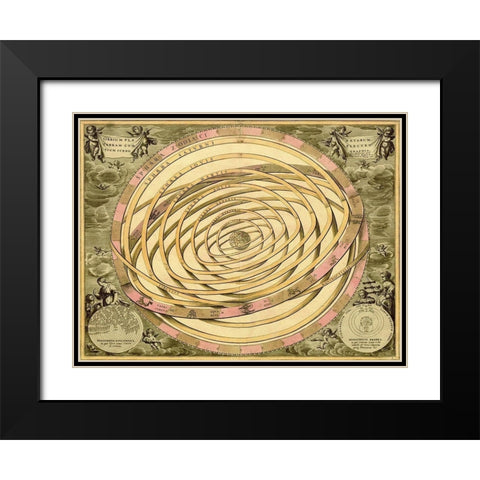 Maps of the Heavens: Orbium Planenarum Black Modern Wood Framed Art Print with Double Matting by Cellarius, Andreas