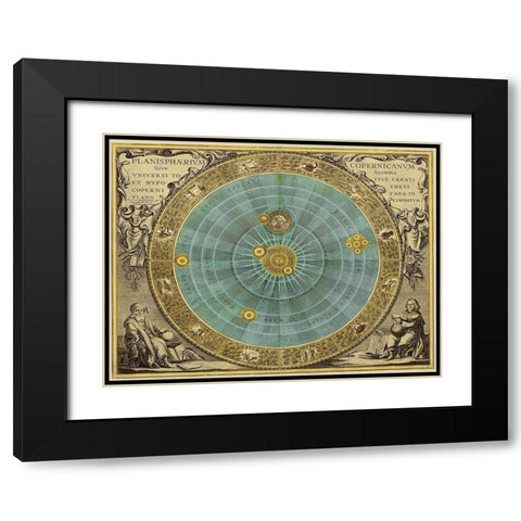 Maps of the Heavens: Planisphaerium Copernicanum Black Modern Wood Framed Art Print with Double Matting by Cellarius, Andreas