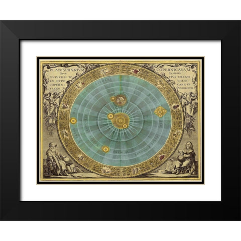 Maps of the Heavens: Planisphaerium Copernicanum Black Modern Wood Framed Art Print with Double Matting by Cellarius, Andreas