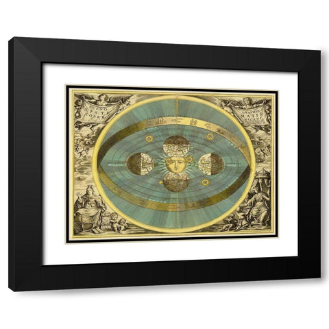 Maps of the Heavens: Sceno Systematis Copernicani Black Modern Wood Framed Art Print with Double Matting by Cellarius, Andreas