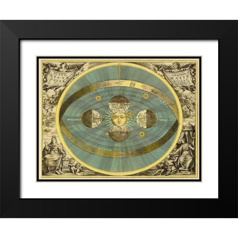 Maps of the Heavens: Sceno Systematis Copernicani Black Modern Wood Framed Art Print with Double Matting by Cellarius, Andreas