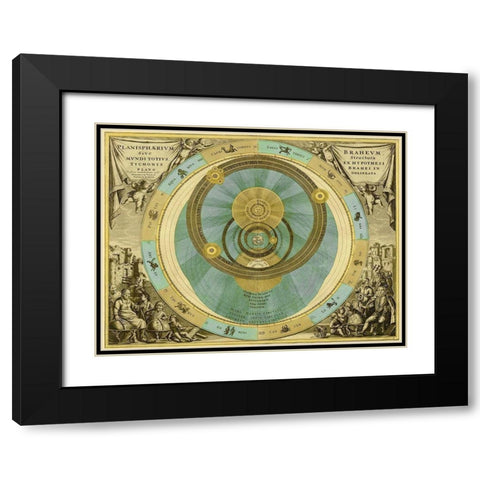 Maps of the Heavens: Planisphaerium Braheum Black Modern Wood Framed Art Print with Double Matting by Cellarius, Andreas