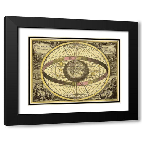 Maps of the Heavens: Scenographia Compagis Mundanae Brahea Black Modern Wood Framed Art Print with Double Matting by Cellarius, Andreas