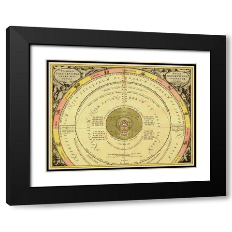 Maps of the Heavens: Tychonis Brahe Calculus Planetarum Black Modern Wood Framed Art Print with Double Matting by Cellarius, Andreas