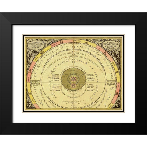 Maps of the Heavens: Tychonis Brahe Calculus Planetarum Black Modern Wood Framed Art Print with Double Matting by Cellarius, Andreas