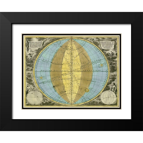 Maps of the Heavens: Hemisphaeria Sphaerarum Black Modern Wood Framed Art Print with Double Matting by Cellarius, Andreas