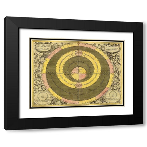 Maps of the Heavens: Hypothesis Ptomlemaica Black Modern Wood Framed Art Print with Double Matting by Cellarius, Andreas
