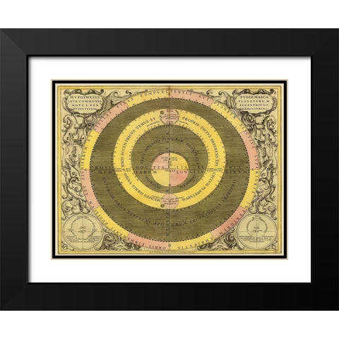 Maps of the Heavens: Hypothesis Ptomlemaica Black Modern Wood Framed Art Print with Double Matting by Cellarius, Andreas