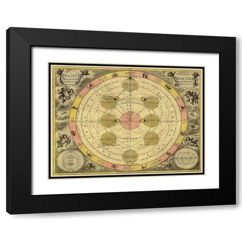 Maps of the Heavens: Theoria Luna Black Modern Wood Framed Art Print with Double Matting by Cellarius, Andreas