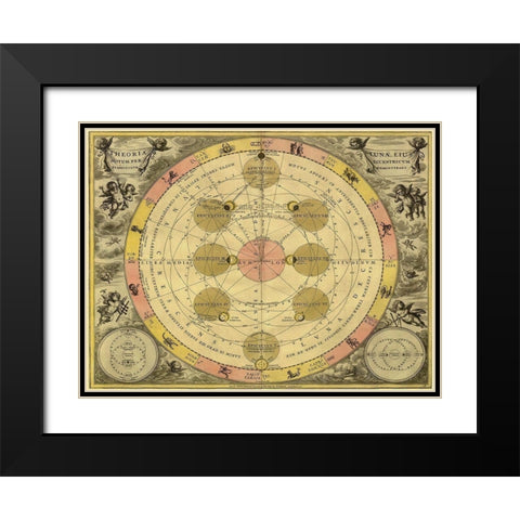 Maps of the Heavens: Theoria Luna Black Modern Wood Framed Art Print with Double Matting by Cellarius, Andreas