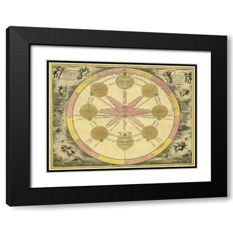 Maps of the Heavens: Theoria Trium Black Modern Wood Framed Art Print with Double Matting by Cellarius, Andreas