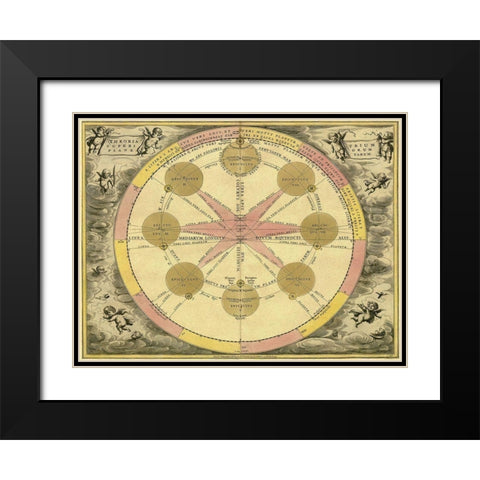 Maps of the Heavens: Theoria Trium Black Modern Wood Framed Art Print with Double Matting by Cellarius, Andreas