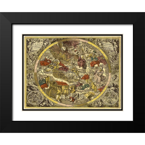 Maps of the Heavens: Coelistellati Christianina Black Modern Wood Framed Art Print with Double Matting by Cellarius, Andreas