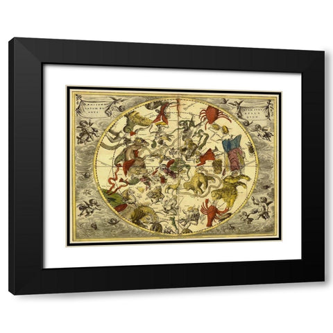 Maps of the Heavens: Planisphaerium Stellatum Boreale Black Modern Wood Framed Art Print with Double Matting by Cellarius, Andreas