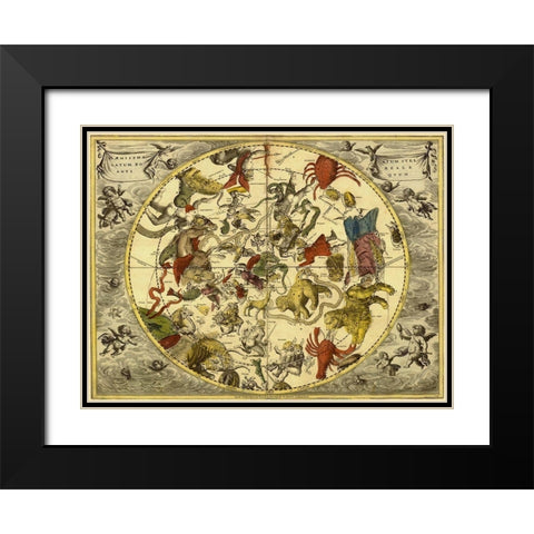 Maps of the Heavens: Planisphaerium Stellatum Boreale Black Modern Wood Framed Art Print with Double Matting by Cellarius, Andreas