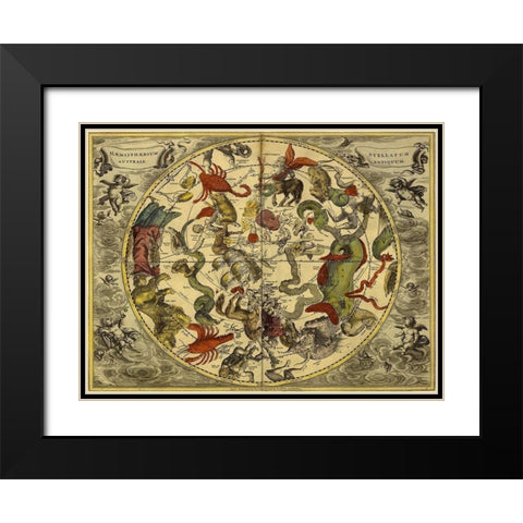 Maps of the Heavens: Haemisphaerium Stellatum Australe Antiquum Black Modern Wood Framed Art Print with Double Matting by Cellarius, Andreas