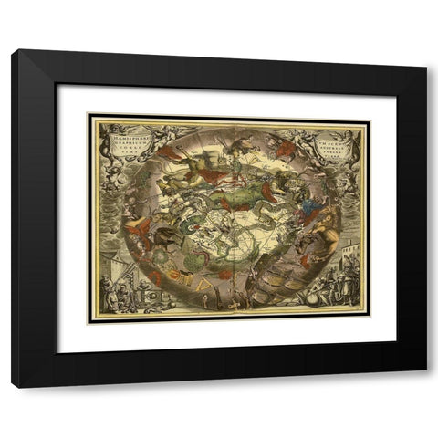 Maps of the Heavens: Haemisphaerium Sceno Graphicum Australe Black Modern Wood Framed Art Print with Double Matting by Cellarius, Andreas