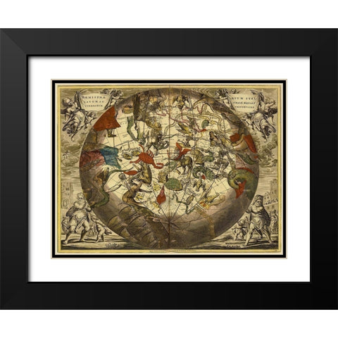 Maps of the Heavens: Haemisphaerium Stellatum Australe Aequali Black Modern Wood Framed Art Print with Double Matting by Cellarius, Andreas