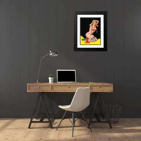 Mid-Century Pin-Ups - Beauty Parade Magazine - Rose Black Modern Wood Framed Art Print with Double Matting by Driben, Peter
