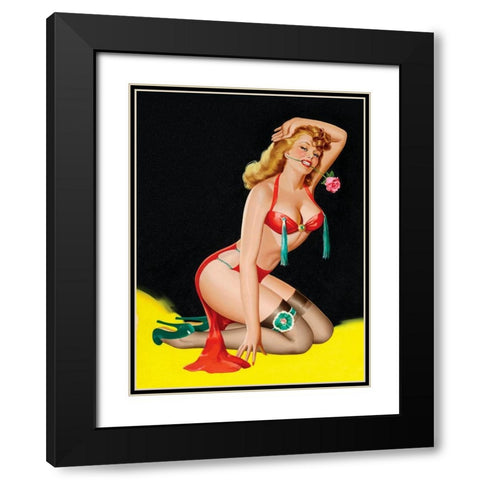 Mid-Century Pin-Ups - Beauty Parade Magazine - Rose Black Modern Wood Framed Art Print with Double Matting by Driben, Peter