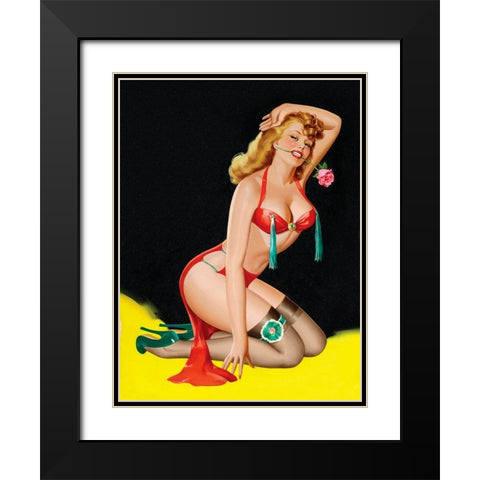 Mid-Century Pin-Ups - Beauty Parade Magazine - Rose Black Modern Wood Framed Art Print with Double Matting by Driben, Peter