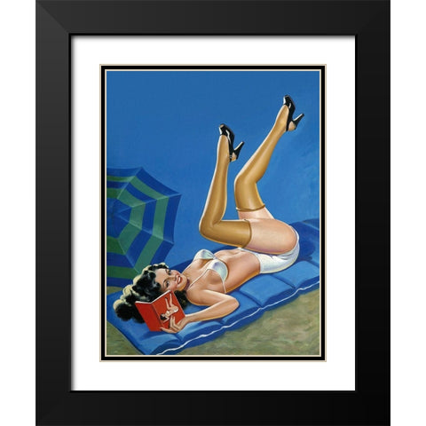 Mid-Century Pin-Ups - Wink Magazine - Merry mirthful Maiden Black Modern Wood Framed Art Print with Double Matting by Driben, Peter