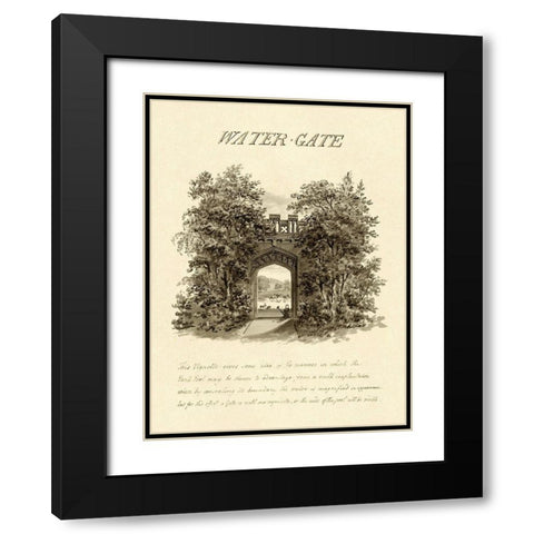 Water-Gate, 1813 Black Modern Wood Framed Art Print with Double Matting by Repton, Humphry