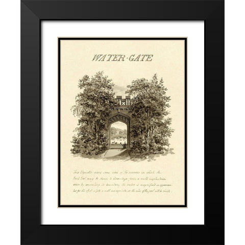 Water-Gate, 1813 Black Modern Wood Framed Art Print with Double Matting by Repton, Humphry