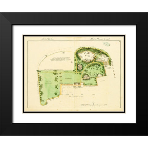 Ancient Garden and Modern Pleasure Garden: Plan, 1813 Black Modern Wood Framed Art Print with Double Matting by Repton, Humphry