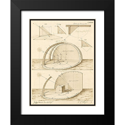 Plate 47 for Elements of Civil Architecture, ca. 1818-1850 Black Modern Wood Framed Art Print with Double Matting by Vannini, Giuseppe