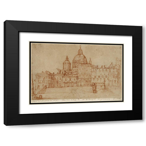 View of Saint Peters, 1603 Black Modern Wood Framed Art Print with Double Matting by Zuccaro, Federico