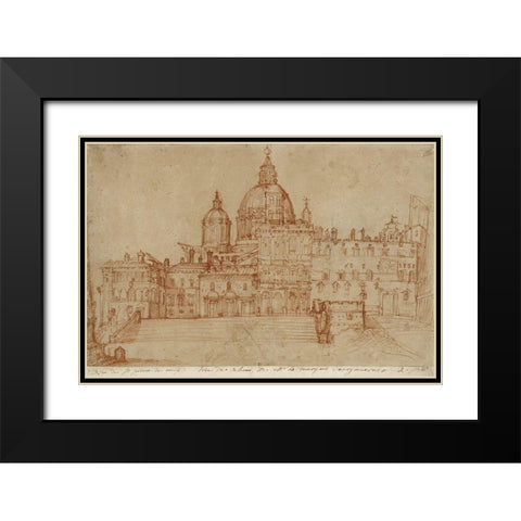 View of Saint Peters, 1603 Black Modern Wood Framed Art Print with Double Matting by Zuccaro, Federico